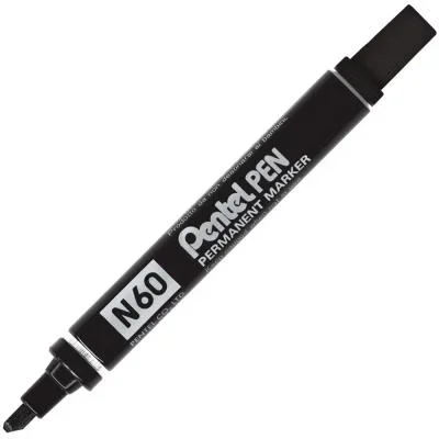 Marqueur permanent Pentel N60 – Pointe biseautée 3,9 – 5,7 mm – Noir