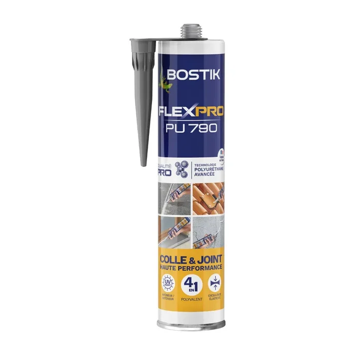 Mastic polyuréthane multi-usages polyvalent FlexPro PU790 – anthracite – 300 ml – Lot de 12 – BOSTIK – 30627502