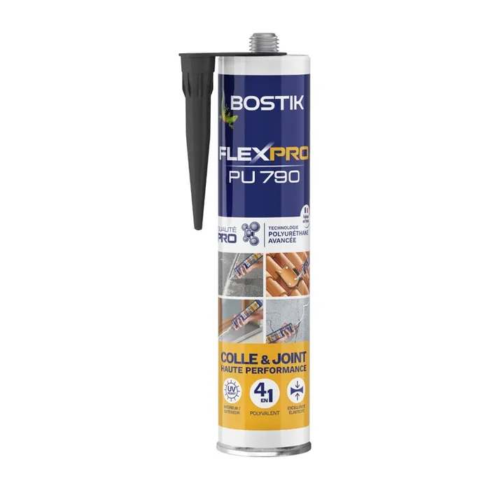 Mastic polyuréthane multi-usages polyvalent FlexPro PU790 – noir – 300 ml – Lot de 12 – BOSTIK – 30627500
