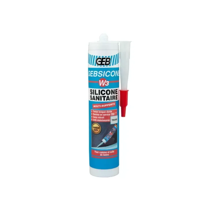 Mastic silicone anti-moisissures tous supports – Gebsicone W3 – Transparent – Cartouche 280 ml