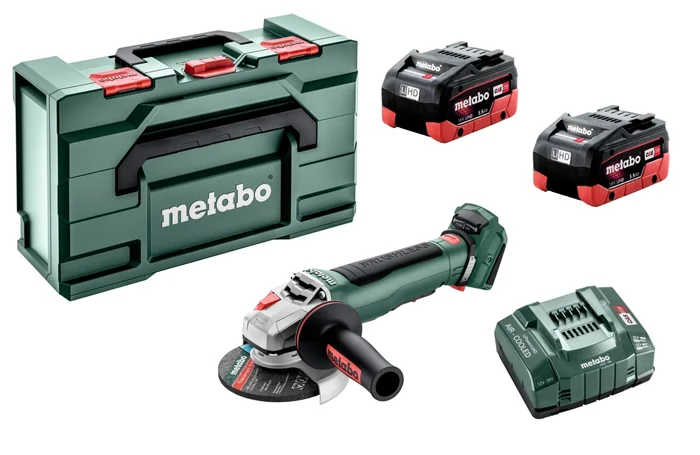 Metabo WPB 18 LT BL 11-125 Ensemble de sharpper à batterie LIHD rapide 18V (2x 5,5h) dans Metabox