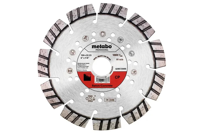 Meule de tronçonnage diamantée 150×22,23mm, « CP », Béton « professional » – METABO – 628572000
