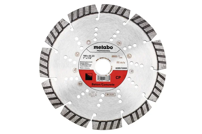 Meule de tronçonnage diamantée 180×22,23mm, « CP », Béton « professional » – METABO – 628573000