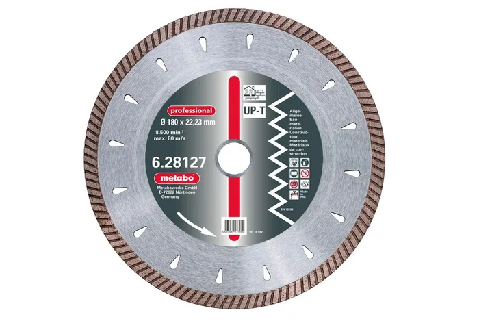 Meule de tronçonnage diamantée, 180 x 2,5 x 22,23 mm, « professional », « UP-T », Turbo, universelle – METABO – 628127000