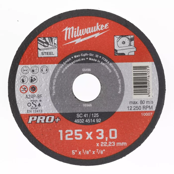 Milwaukee 4932451492 – Disque à tronçonner – pour métaux – SC41 125 x 3 mm PRO+