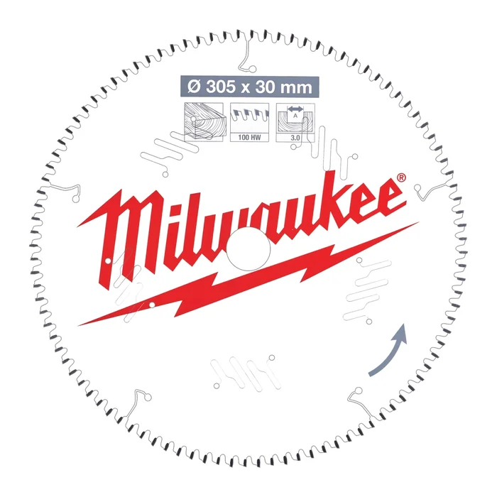 Milwaukee 4932471322 – Lames de scies circulaires pour scies à onglets – CSB MS W 305 x 30 x 3,0 x 100ATB neg.