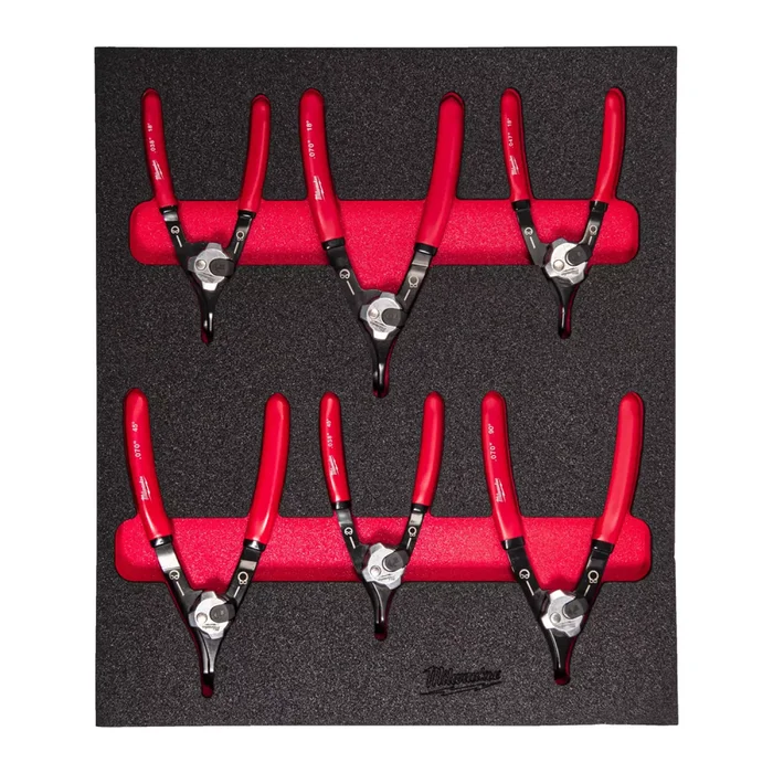 Milwaukee 4932493633 Jeu de 6 pinces à circlips dans une mousse de rangement