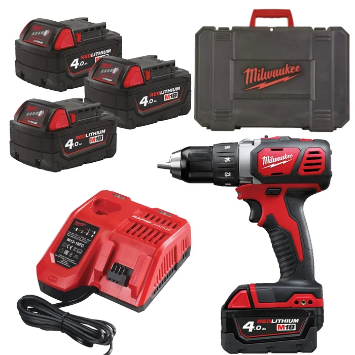 Milwaukee M18 BDD-403C 18V Li-Ion Accu Visseuse / perceuse à percussion compact set (3x 4,0Ah) en coffret