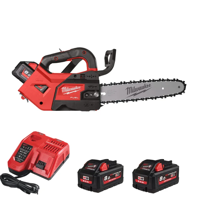 Milwaukee M18 FTHCHS30-802 Ensemble de tronçonneuse sans fil 18V Li-ion (2x batterie 8.0Ah) avec poignée – 30cm