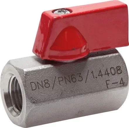 Mini-robinet à bille en acier inoxydable G 1/4″ femelle, PN 63
