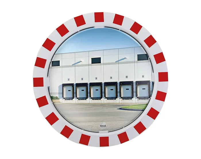 Miroir de sécurité extérieur rouge et blanc rond P.A.S