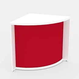 Module de banque d’accueil Come In d’angle avec réhausse H 75,8 x L 99 x P70 cm décor blanc pastel/blanc/rouge