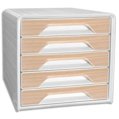 Module de classement CEP SILVA SMOOVE – 5 tiroirs – Dimensions (l x h x p): 36 x 27 x 28,8 cm – Blanc/Hêtre