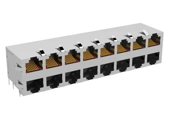 Module de connecteurs Ethernet cat 5 ERNI Femelle Traversant, 2×8 ports