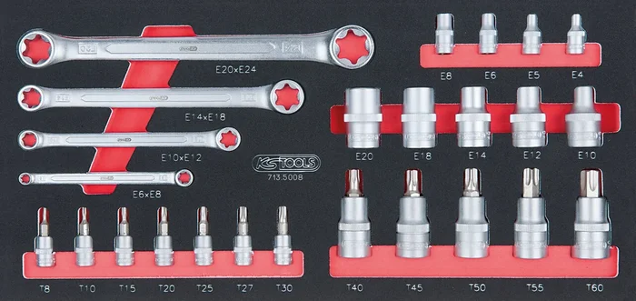 Module de douilles ULTIMATE® et clés TORX® 1/4 – 1/2, 25 pièces KS TOOLS – 713.5008