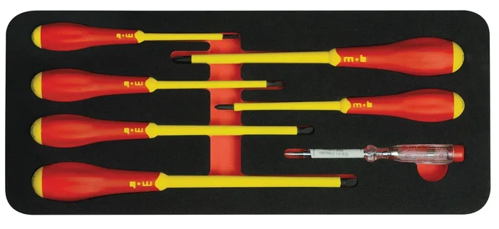 Module mousse 6 tournevis isolés 1000V + testeur – MOB OUTILLAGE – 9824007001