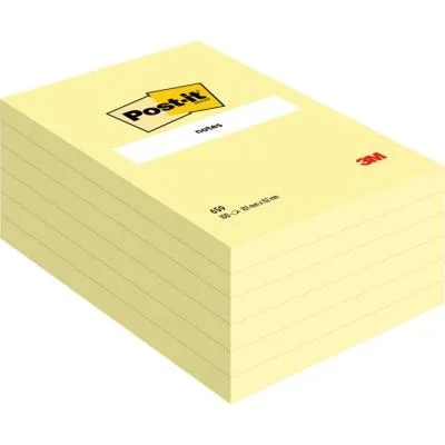Notes repositionnables Post-it 102 x 152 mm – Jaune canari – Lot de 12 blocs de 100 feuilles