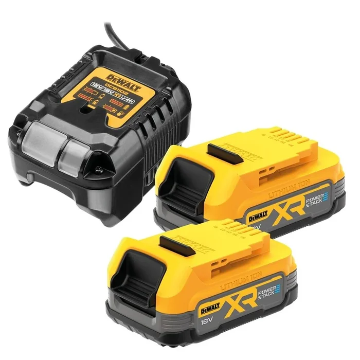 Pack 2 batteries POWERSTACK XR 18V 1.7 Ah Li-Ion + chargeur – DCB1102E2-QW – DEWALT