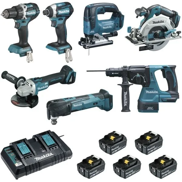 PACK 7 MACHINES MAKITA DDF484 + DTD154 + DGA506 + DHS680 + DHR243 + DTM51 + DJV182 – DLX7014PTJ