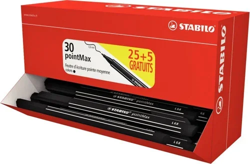 Pack de 25 + 5 feutres Pointmax noirs