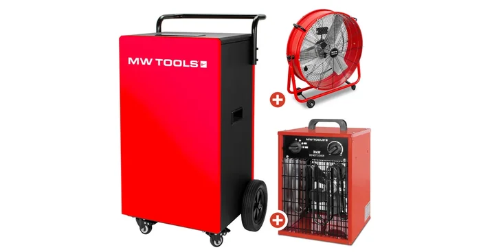 Pack déshumidificateur 90L/Jour BDM90N + Ventilateur brasseur d’air ø600mm MV600L MW Tools