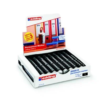 Pack éco de 17 + 3 marqueurs permanents Edding – noir