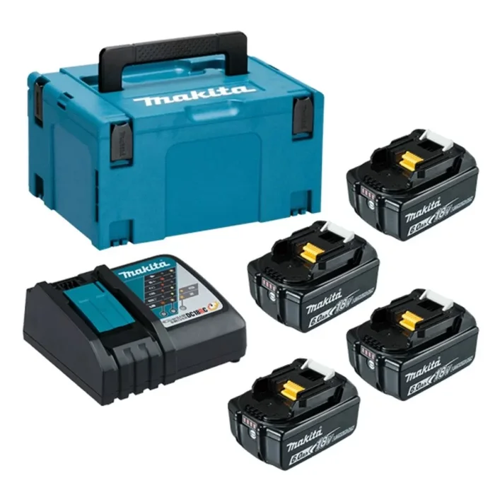Pack energie Makita 18V avec 4 batteries 6.0 Ah Li-ion et chargeur en coffret Makpac