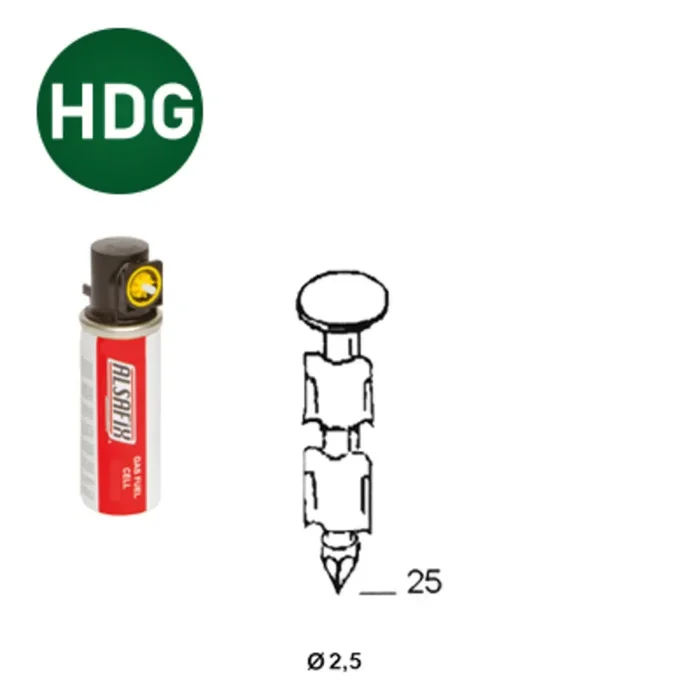 PACKS JDB 20° 25X25 ANNELÉES HDG – 2000 POINTES + 2 GAZ – ASLAFIX – P2025256