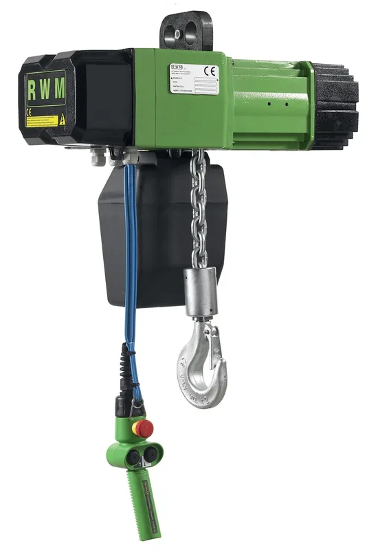 Palan électrique chariot a chaîne 2500 kg 1 brin vitesse 2/8 m/mn levée 3 m RWM – 6054G28CM