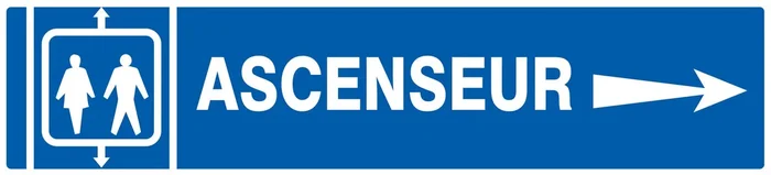 Panneau adhésif ASCENSEUR FLECHE A DROITE 330X75MM TALIAPLAST – 725603