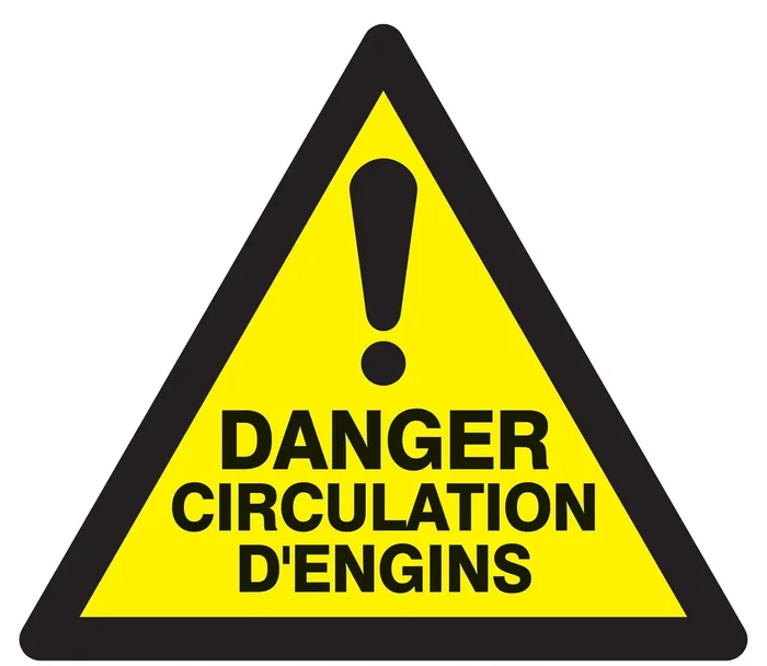 Panneau adhésif DANGER CIRCULATION D&rsquo;ENGINS 300X300X300MM TALIAPLAST – 729331