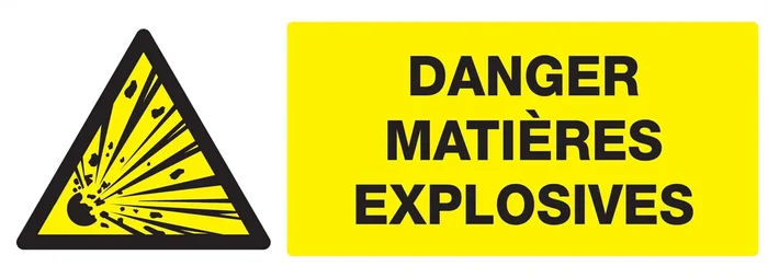 Panneau adhésif DANGER, MATIERES EXPLOSIVES 330X120MM TALIAPLAST – 726312
