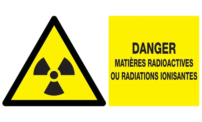 Panneau adhésif DANGER MATIERES RADIOACTIVES//RAD° IONISANTES 330X200mm TALIAPLAST – 721314