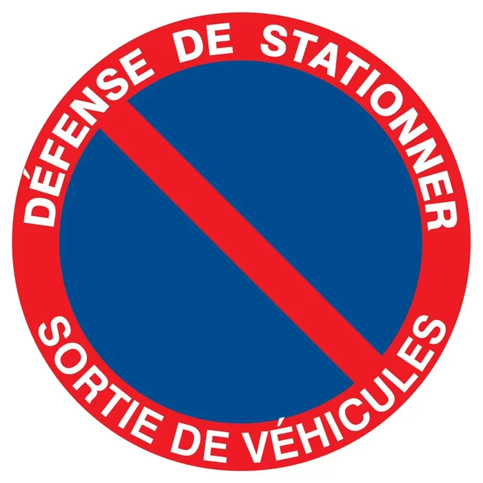 Panneau adhésif DEFENSE DE STATIONNER SORTIE DE VEHICULES Ø420MM TALIAPLAST – 723209