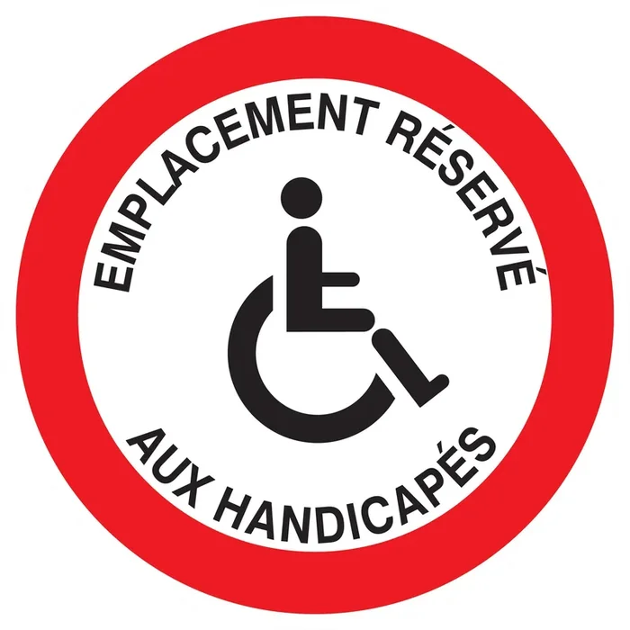 Panneau adhésif EMPLACEMENT RESERVE AUX HANDICAPES Ø180MM TALIAPLAST – 727266