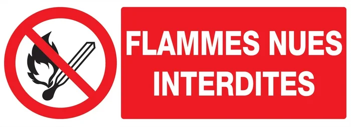 Panneau adhésif FLAMMES NUES INTERDITES 330X120MM TALIAPLAST – 726226