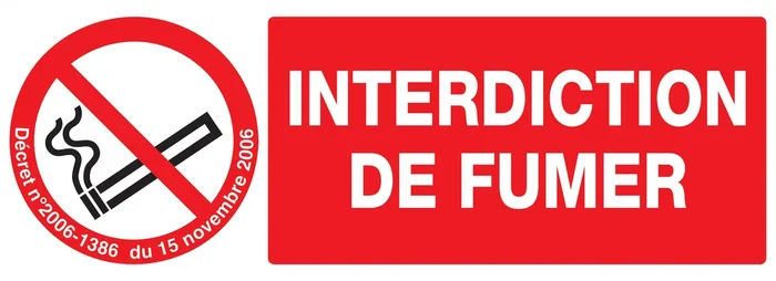 Panneau adhésif INTERDICTION DE FUMER (DECRET DU 15/11/2006) 330x120mm TALIAPLAST – 726335