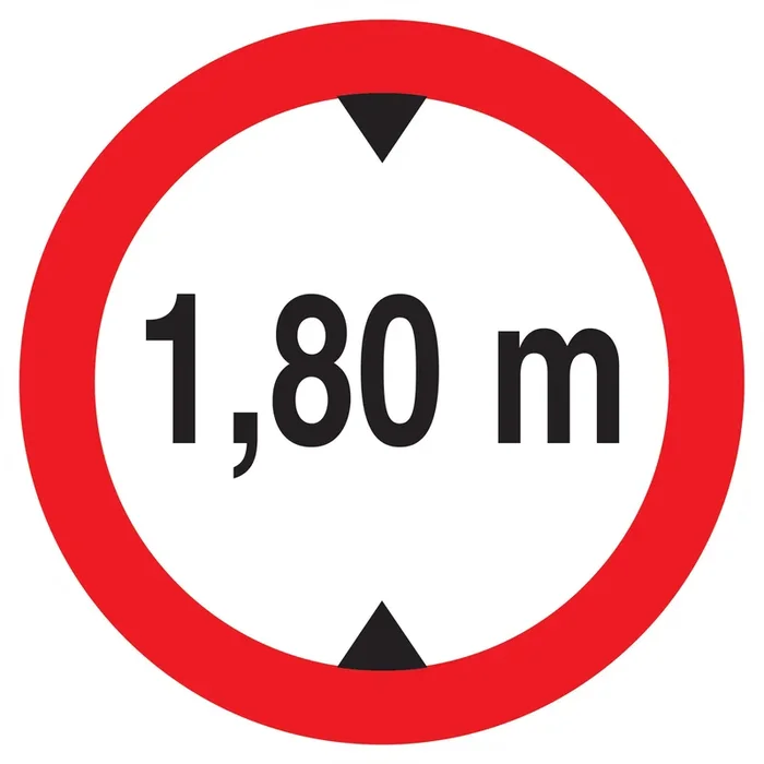 Panneau adhésif INTERDIT AUX VEHICULES DE PLUS DE 1.80M DE HAUT D.180mm TALIAPLAST – 727272