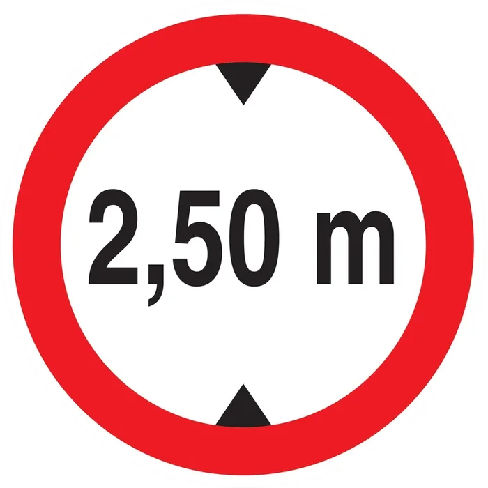 Panneau adhésif INTERDIT AUX VEHICULES DE PLUS DE 2.50M DE HAUT D.80mm TALIAPLAST – 724276