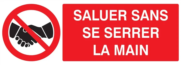 Panneau d’interdiction 330X120 ADHESIF Interdit de se serrer la main 330x120mm TALIAPLAST – 726241