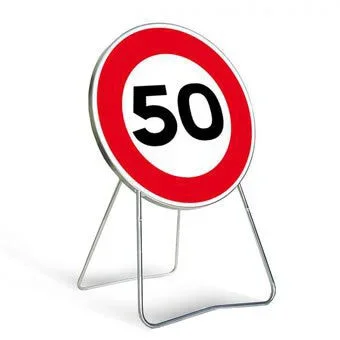 Panneau de limitation de vitesse 50 Km/h B14 850 mm classe T1 + PIED – TALIAPLAST – 524013