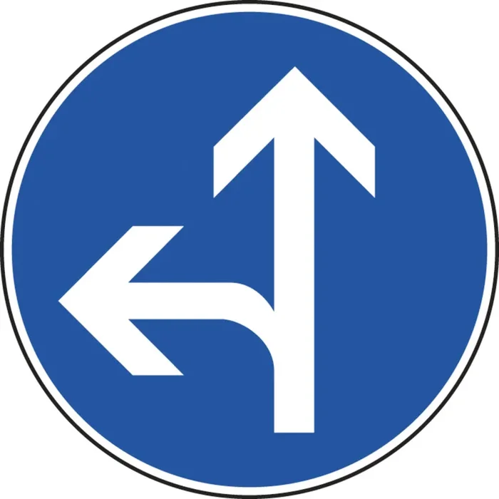 Panneau disque Directions obligatoires tout droit ou gauche 850 B21d2 cl1 – NADIA SIGNALISATION – DIS850E1B21d2