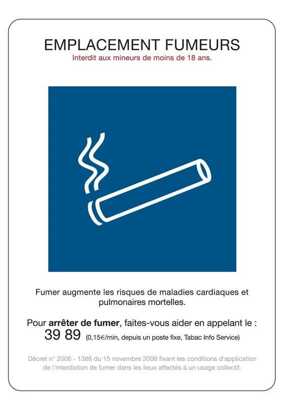 PANNEAU EMPLACEMENT FUMEURS 150X210MM (A5) ADHESIF TALIAPLAST – 729003