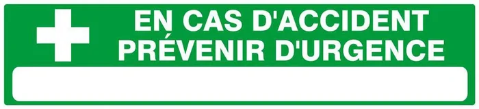 PANNEAU EN CAS D’ACCIDENT PREVENIR D’URGENCE 330X75MM TALIAPLAST – 625412