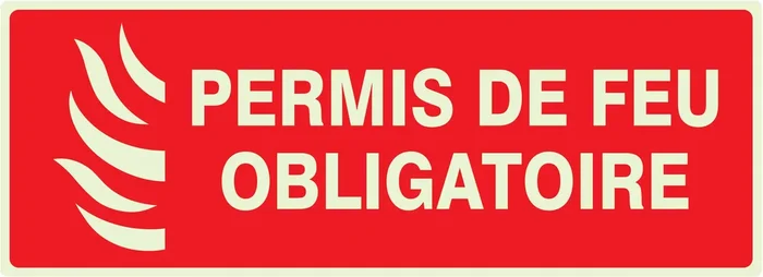 PANNEAU PERMIS DE FEU OBLIGATOIRE LUMINESCENT 330X120MM TALIAPLAST – 636119