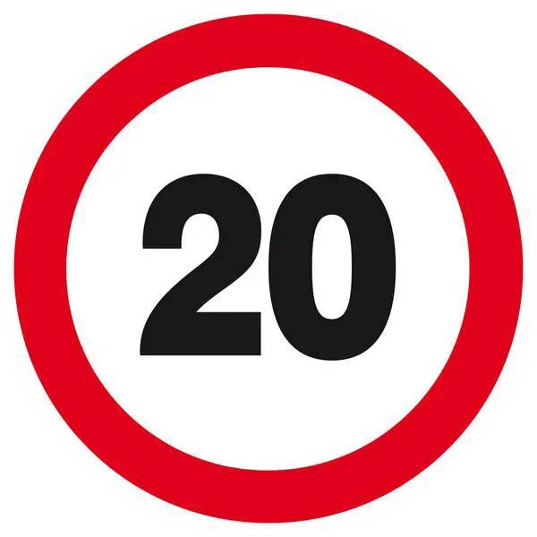 Panneau rigide INTERDIT DE ROULER A PLUS DE A 20 KM Ø180MM TALIAPLAST – 627256
