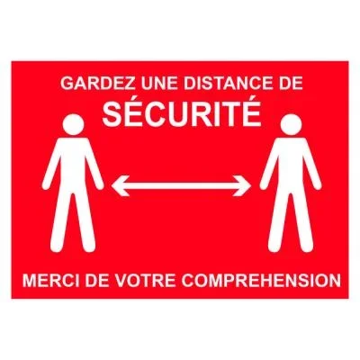 Panneau signalisation A4 polystyrène rigide Gardez une distance de sécurité – 210 x 297 mm Rouge