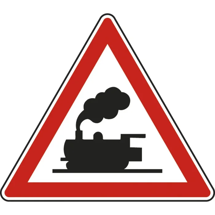 Panneau triangle Passage à niveau sans barrières ou demi-barrières 500 Ecolign A8 cl2 – NADIA SIGNALISATION – TRI500E2A8