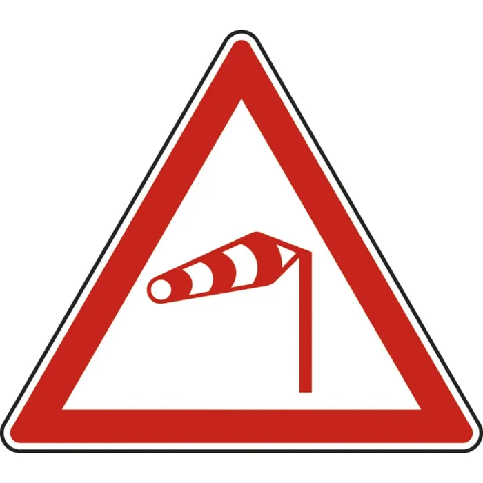 Panneau triangle Vent latéral 700 Ecolign A24 cl2 – NADIA SIGNALISATION – TRI700E2A24