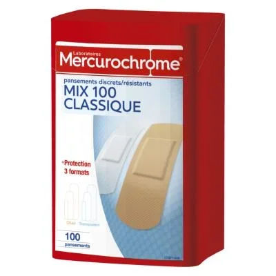 Pansements assortis Mercurochrome – boîte de 100